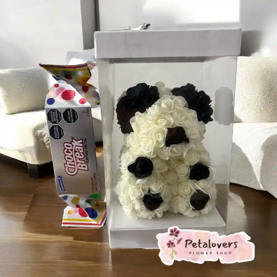 🤍 Oso De Rosas Eternas – Edición Panda Elegante 🐻🌹 Chocobreak