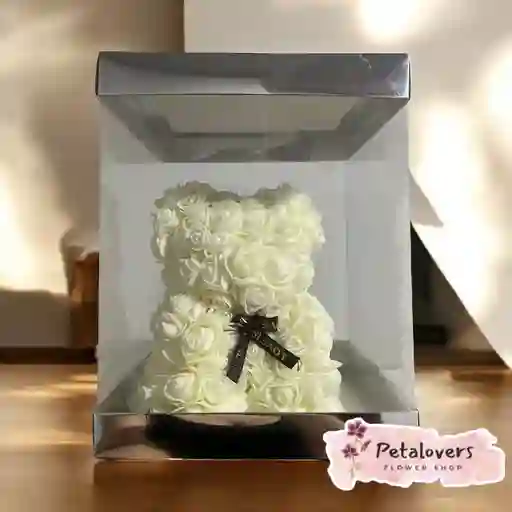 🤍 Oso De Rosas Eternas – Edición Blanco Elegante 🐻🌹
