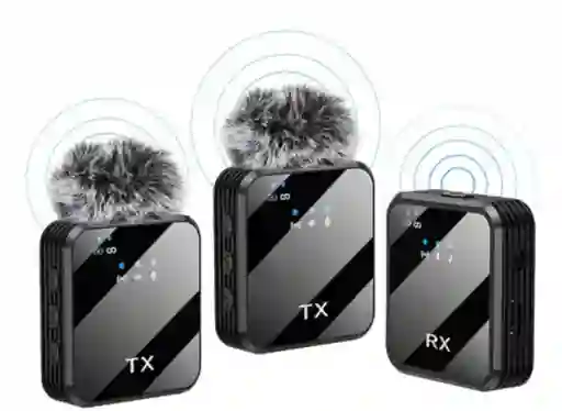 Micrófono 2 De Solapa Inalámbrico Para Videos Y Transmisiones