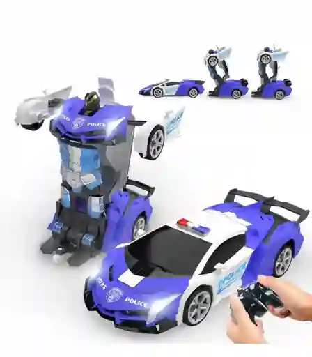 Carro Robot De Control Remoto De Policia Para Niños, 9 Pulgadas Color Azul