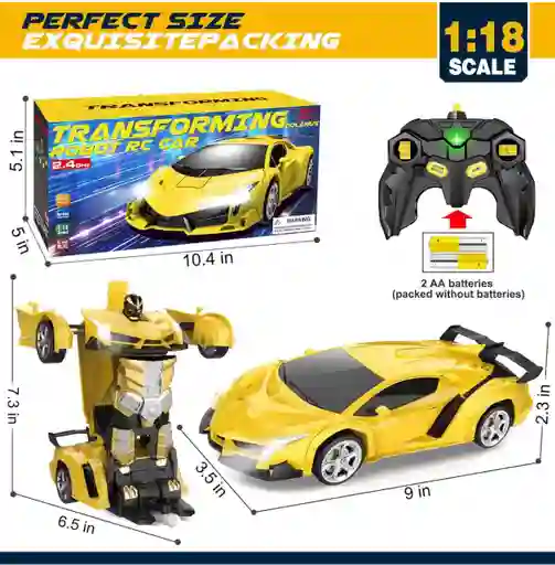 Carro Robot De Control Remoto Para Niños, 9 Pulgadas Color Amarillo
