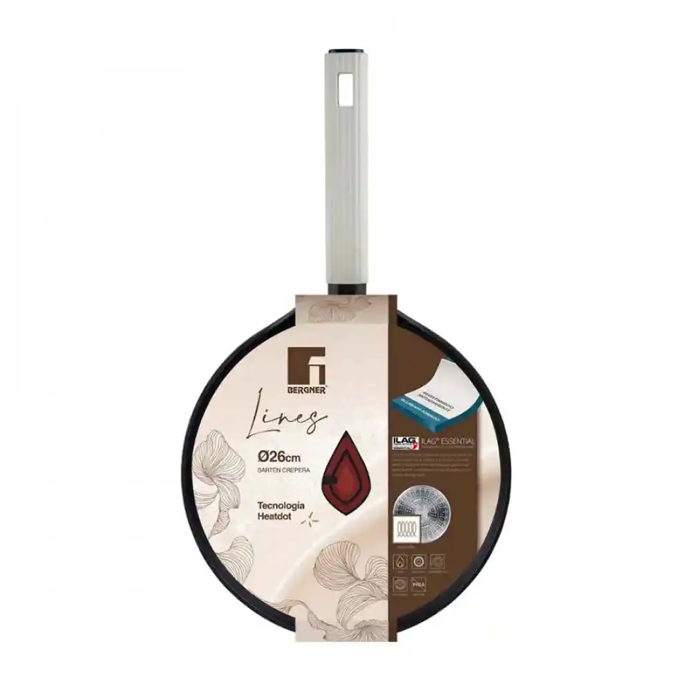 Crepera Bergner Lines 26 Cm Negro Aluminio Forjado