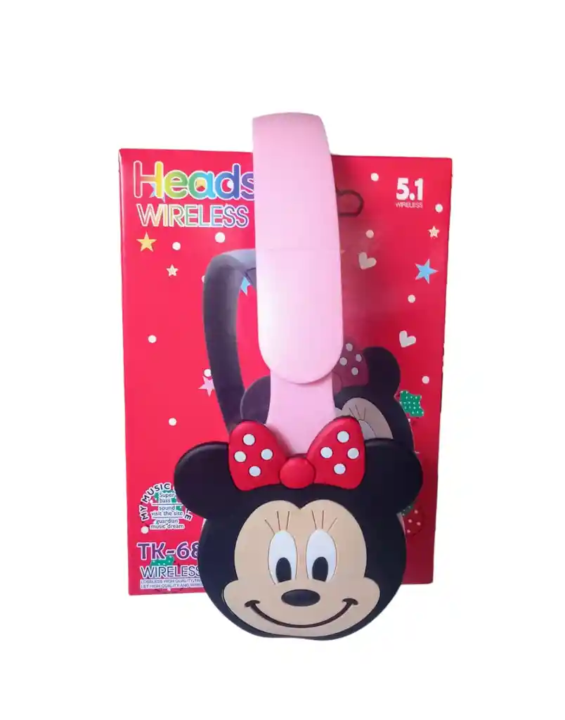 Diadema Inalámbrica Con Bluetooth Minnie Mouse Rosada Tk-688m