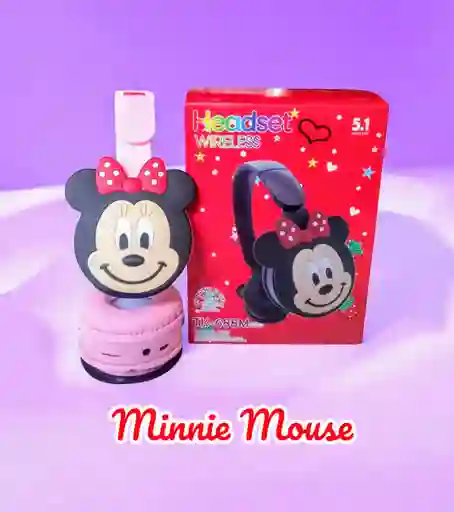 Diadema Inalámbrica Con Bluetooth Minnie Mouse Rosada Tk-688m