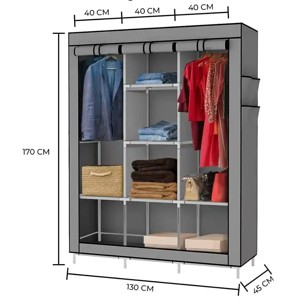 Closet Ropero Armario 3 Puertas Estante Organizador De Ropa