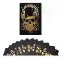 Cartas Poker Negras Calavera Dorada Mazo Ultra Fino Impermeable