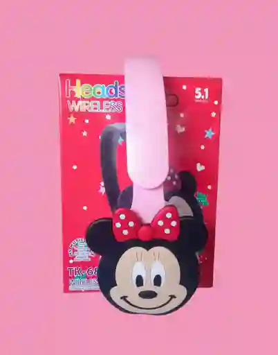 Diadema Inalámbrica Con Bluetooth Minnie Mouse Rosada Tk-688m
