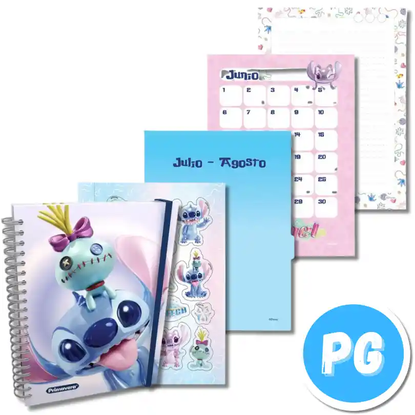 Agenda Primavera Planeadora Argollada Stitch Disney