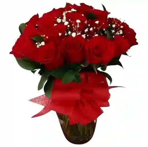 Flores Bogota - Jarrón De Vidrio Con 18 Rosas