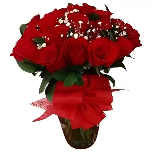 Flores Bogota - Jarrón De Vidrio Con 18 Rosas
