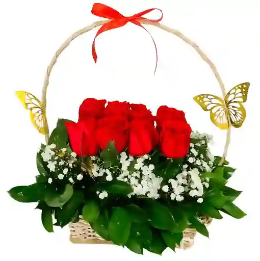 Flores Bogota - Canasta De Rosas Y Mariposas
