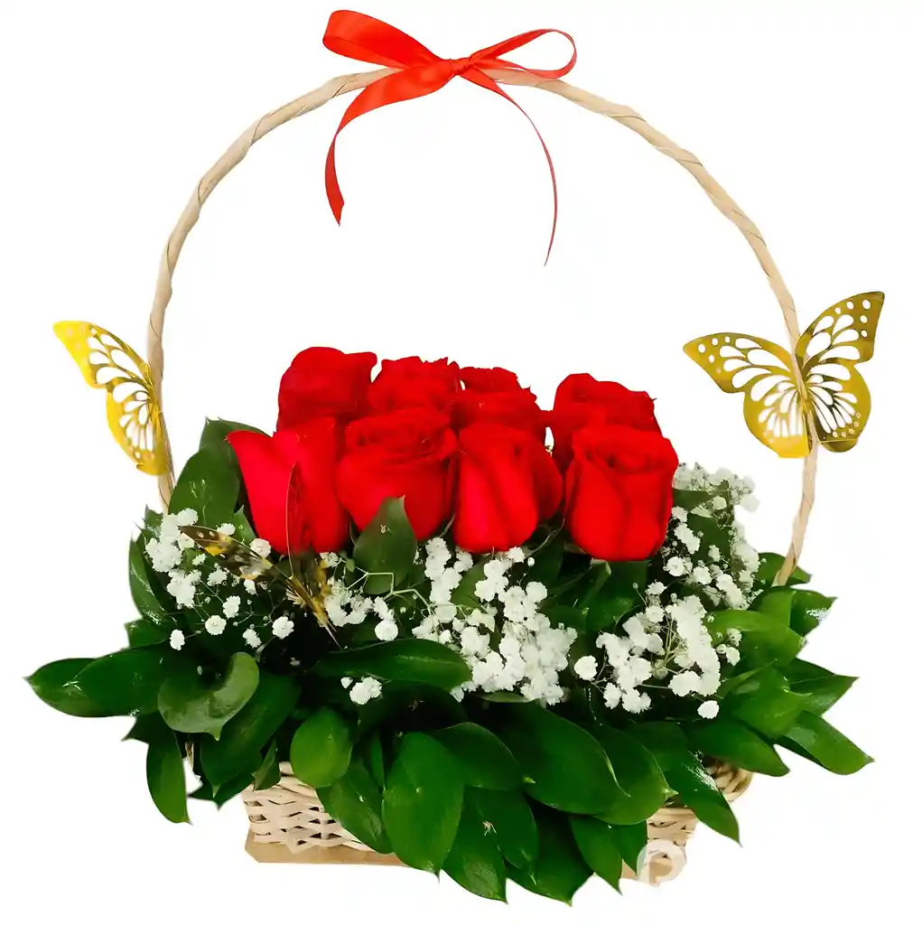 Flores Bogota - Canasta De Rosas Y Mariposas