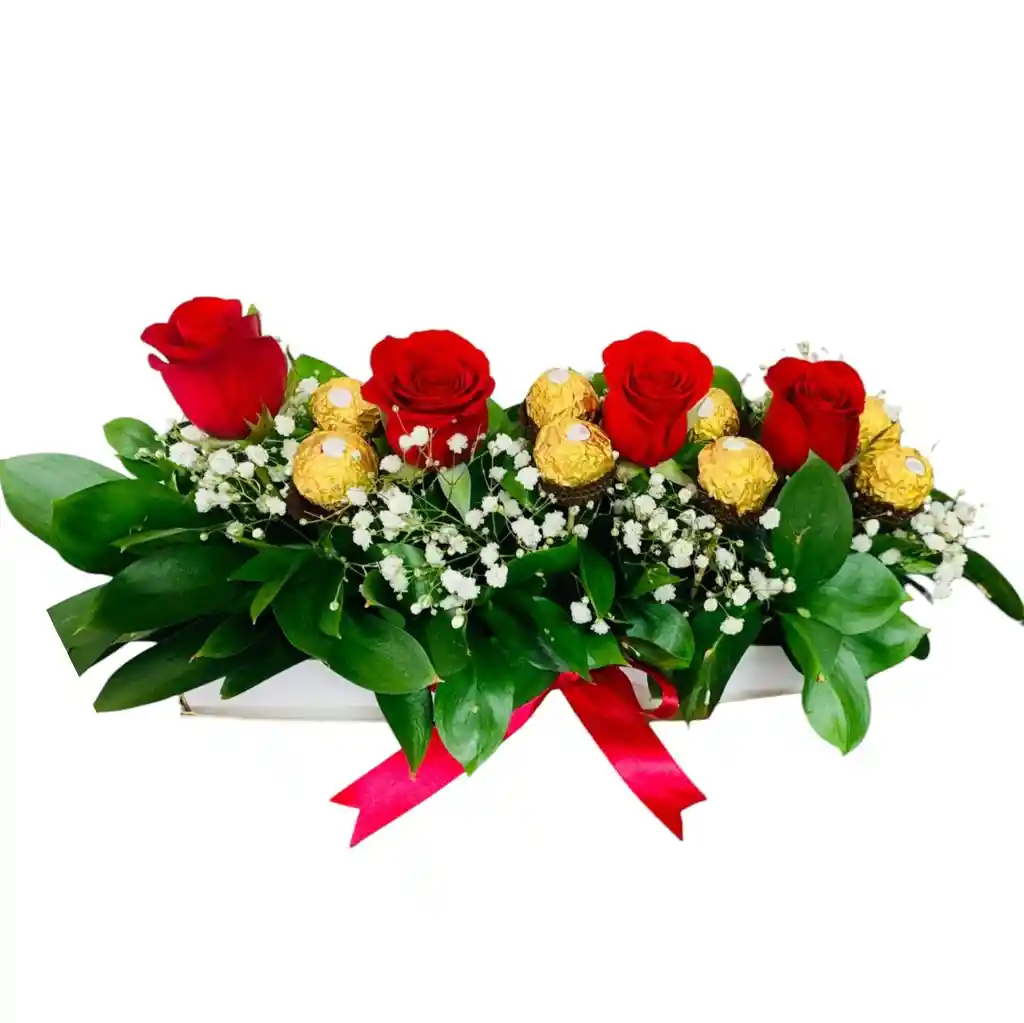 Flores Bogota - Caja Tapizada De Rosas Y Ferrero