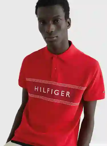 Camiseta Polo Rojo Estampado Tommy Hilfiger Tall S
