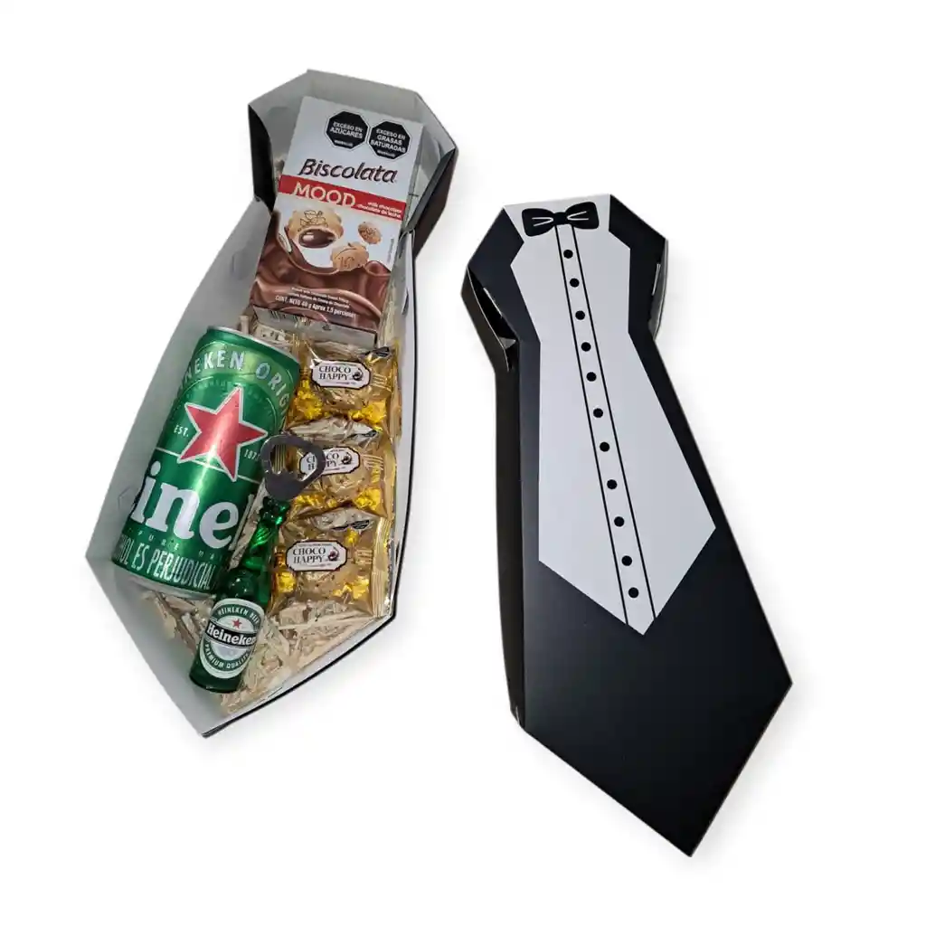 Caja Corbata: Detalle Para Papà / Padre Con Heineken.