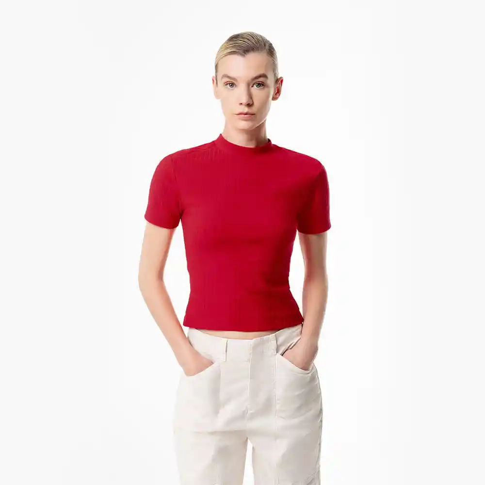Camiseta Manga Corta Cuello Redondo en Algodón Femenino Aizob Gef Talla S