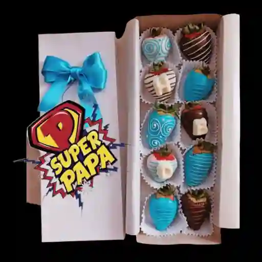 Caja Fresas Azul Pra Papa Y Para Hombre Cumpleaños
