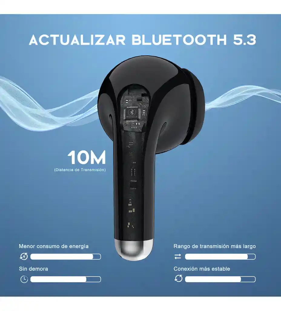 Audífonos In-ear Inalámbricos 1hora Aut203 Color Negro Bluetooth 5.3 Con Micrófono