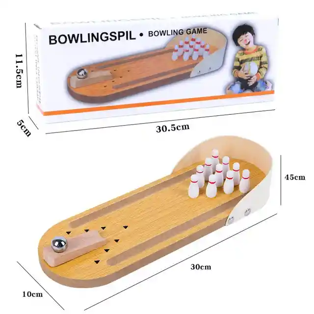 Mini Juego De Bolos De Mesa De Madera