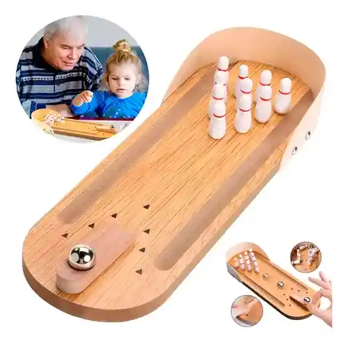 Mini Juego De Bolos De Mesa De Madera