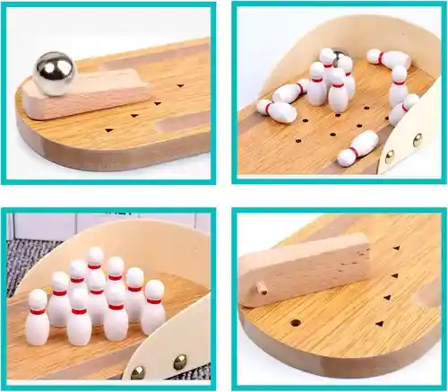 Mini Juego De Bolos De Mesa De Madera