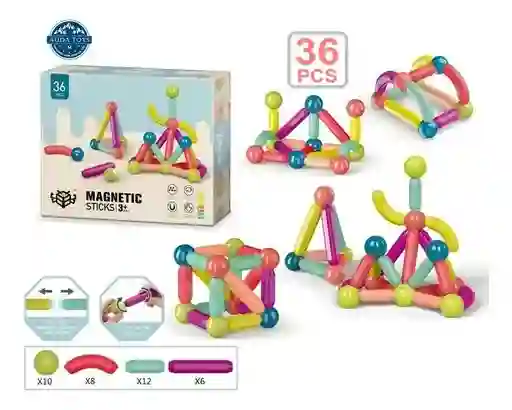 Fichas Magnéticas Bloques Construcción Juego Armar 36 Piezas