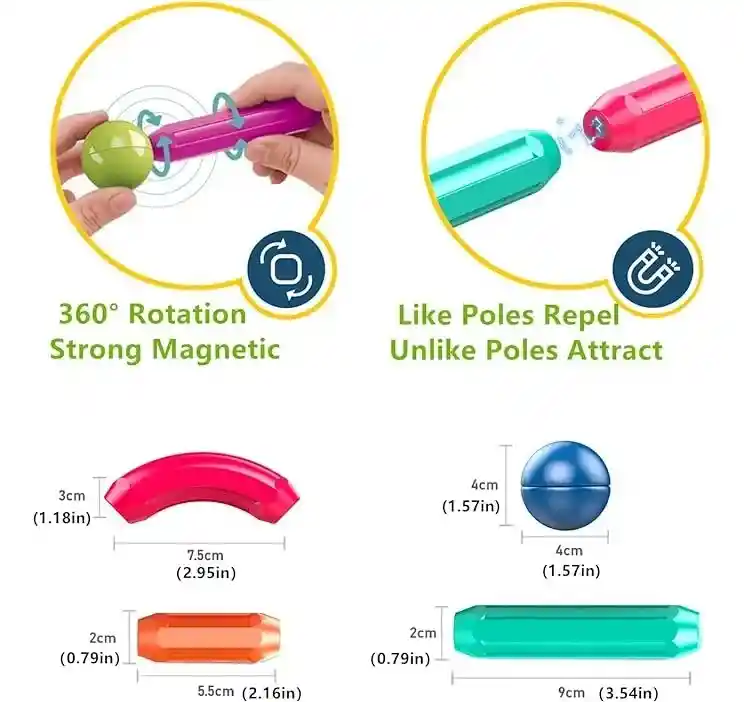 Fichas Magnéticas Bloques Construcción Juego Armar 36 Piezas