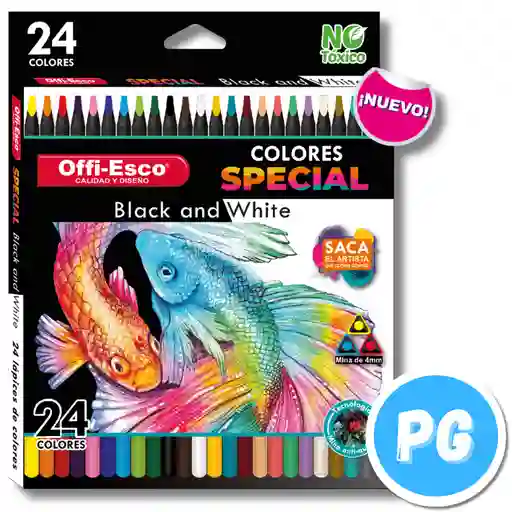 Caja Color Offiesco X24 Unds Unipunta Black And White