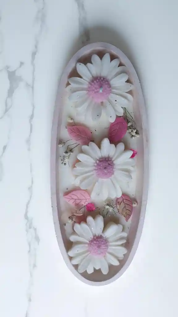 Vela Barquito Con Flores Y Delicioso Aroma