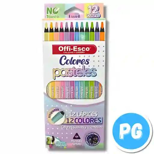 Caja Lapices Colores Offi Esco X12 Unds Tonos Pastel Unipunta