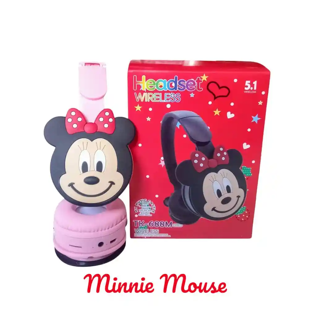 Diadema Inalámbrica Con Bluetooth Minnie Mouse Rosada Tk-688m