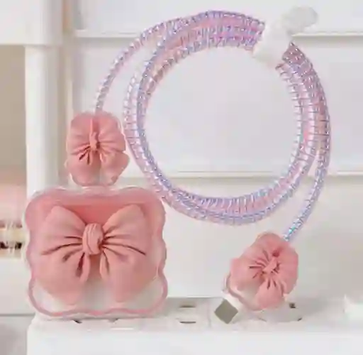 Kit Protector Cargador Y Cabe 5 En 1 Moño Coquette