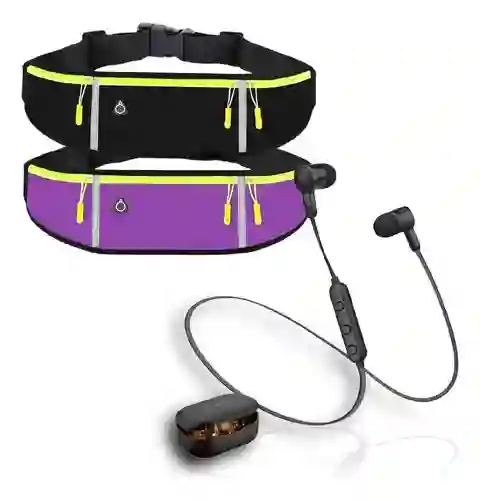 Riñonera Running X2 Con Audífonos Sport Impermeable Porta Celular Llaves Para Deporte Fit