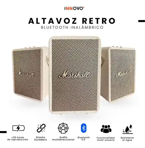Parlante Retro Bluetooth Retro Sonido Potente Usb Mp3 Fm Diseño Clásico Beige