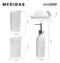 Organizador De Baño 4 Piezas De Lujo Con Dispensador De Jabón Premium Blanco