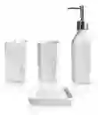 Organizador De Baño 4 Piezas De Lujo Con Dispensador De Jabón Premium Blanco