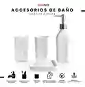 Organizador De Baño 4 Piezas De Lujo Con Dispensador De Jabón Premium Blanco