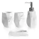 Organizador De Baño 4 Piezas De Lujo Con Dispensador De Jabón Elegante Blanco Mix