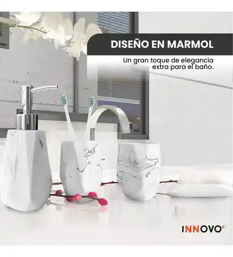 Organizador De Baño 4 Piezas De Lujo Con Dispensador De Jabón Elegante Blanco Mix