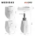 Organizador De Baño 4 Piezas De Lujo Con Dispensador De Jabón Elegante Blanco Mix