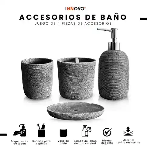 Organizador De Baño 4 Piezas De Lujo Con Dispensador De Jabón Premium Elegante