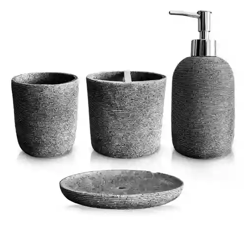 Organizador De Baño 4 Piezas De Lujo Con Dispensador De Jabón Premium Elegante