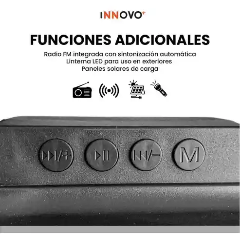 Parlante Radio Ktx-1479 Bluetooth Con Panel Solar |mp3 Usb Fm Linterna Led Lateral Recargable Y Portátil
