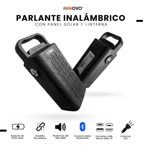 Parlante Radio Ktx-1479 Bluetooth Con Panel Solar |mp3 Usb Fm Linterna Led Lateral Recargable Y Portátil
