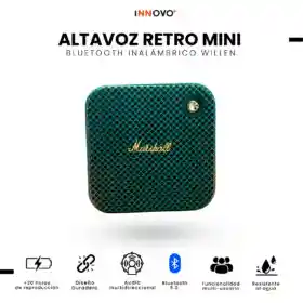 Parlante Bluetooth Sonido Potente Usb Mp3 Fm Portable Tono Verde Marshall