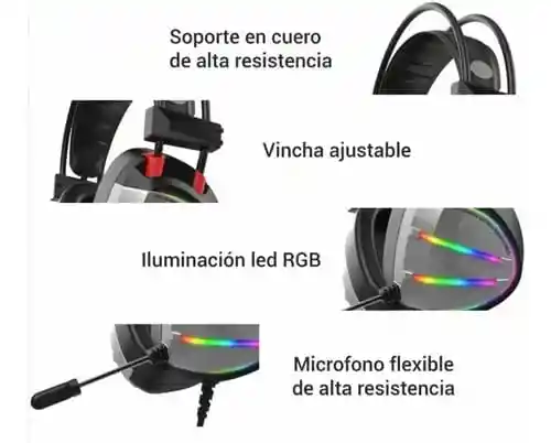 Diadema Gamer Aaa M10 Con Micrófono Luces Multicolor 7.1 Sonido