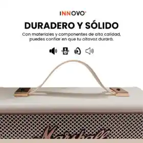 Parlante Bluetooth Sonido Potente Usb Mp3 Fm Marshall Clasic Beige Replica