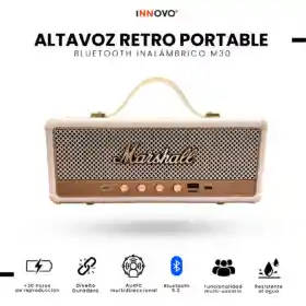 Parlante Bluetooth Sonido Potente Usb Mp3 Fm Marshall Clasic Beige Replica
