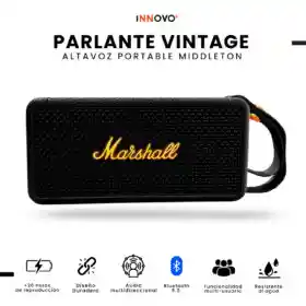 Parlante Bluetooth Sonido Potente Usb Mp3 Fm Marshall 3 Black Replica 1.1