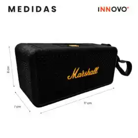 Parlante Bluetooth Sonido Potente Usb Mp3 Fm Marshall 3 Black Replica 1.1